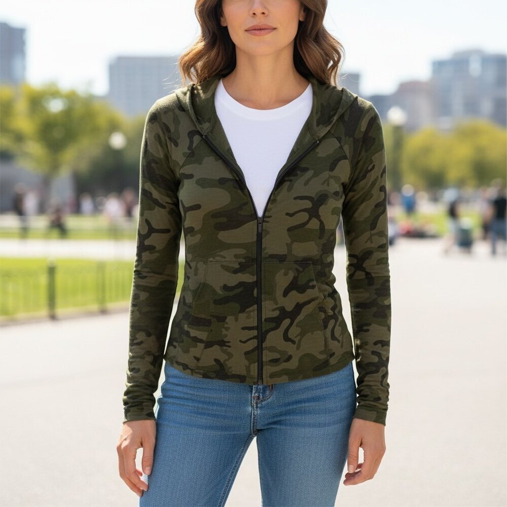 FITIGUES Cotton‎ Camo Full Zip Hoodie Sz S #203E